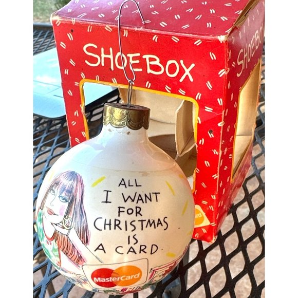 Vintage 1992 Hallmark Cards Mastercard All I Want For Christmas Glass Ornament - Picture 2 of 12